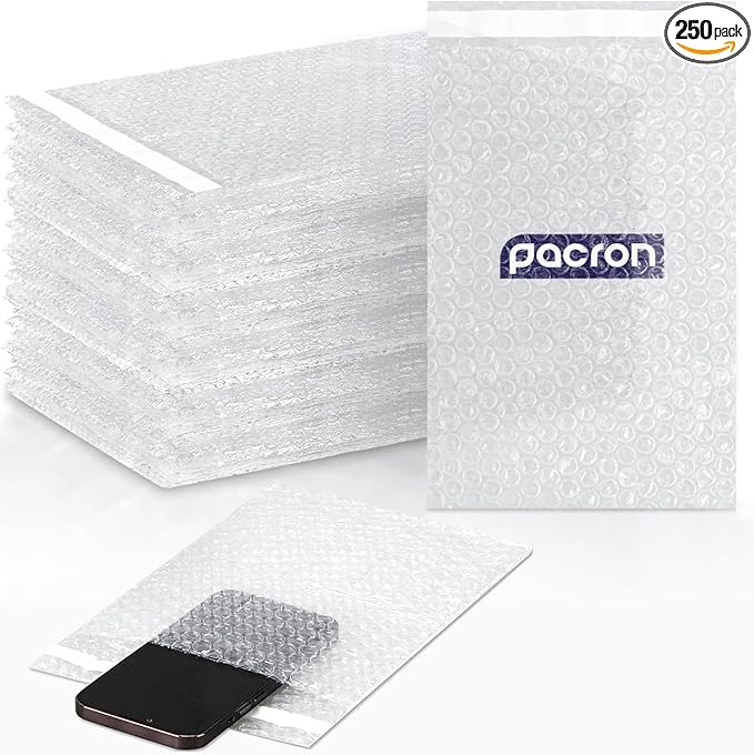 250 Pcs Clear bubble out Bags, 10x15.5 Bubble pouches, Self-Sealing clear mailer Bubble bags for Shipping, Packing, Storage, Moving, Cushioning Wrap Bags