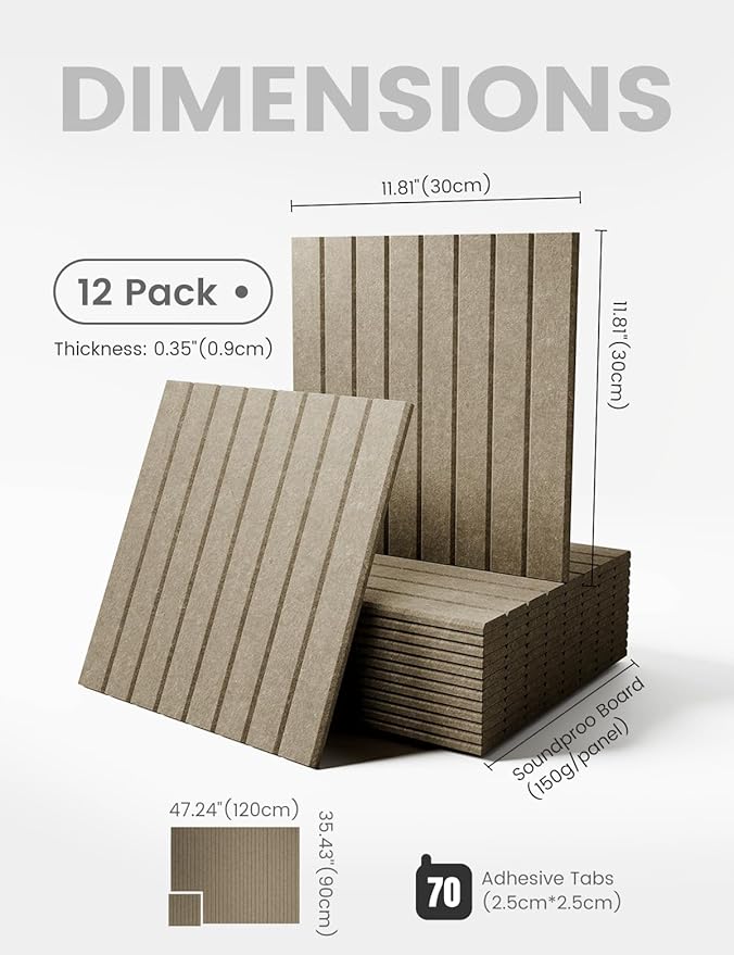 Large Felt Bulletin Board 48" x 36" Cork Board Alternative-12 Pack with 70 Safe Removable Adhesive Tabs, Cork Boards for Walls Cork Board for Home Office Classroom Pin Board-Earth Brown
