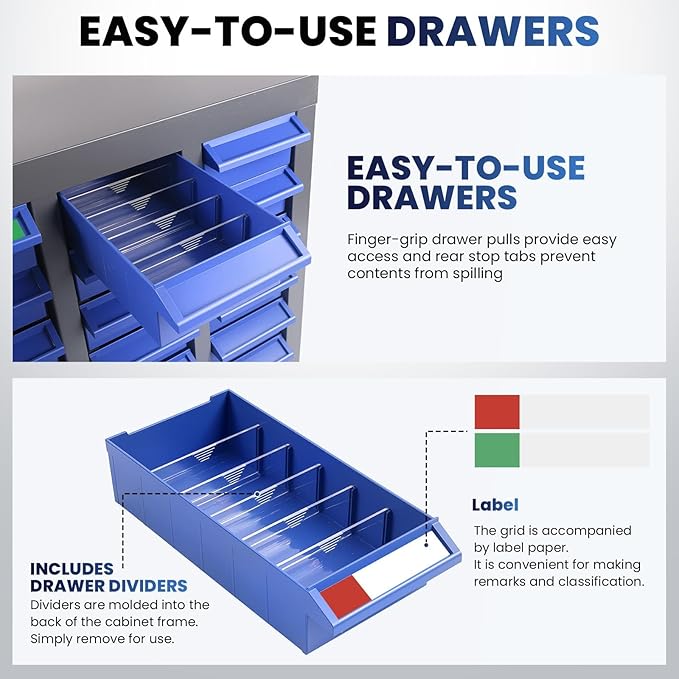 75 Drawers Parts Cabinet for Nuts, Bolts, Screws, Nut and Bolt Organizer with ABS Material Drawer, Bolt Bin Tool Storage Cabinet in Workshop, Garage, Office (100 Drawers)