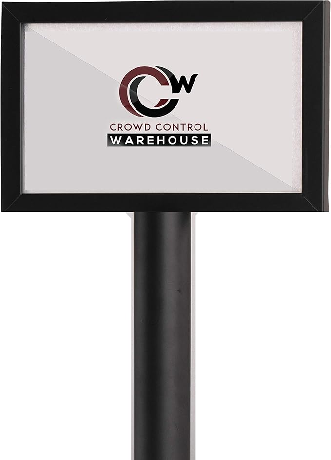 Pedestal Standing Floor Sign Frame with Sloped Base, 7x11 Inch Horizontal, Black Powder Coated Steel - CCW Series SFFS-100