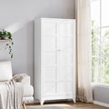 Yizosh Metal Storage Cabinet with 2 Doors and 4 Adjustable Shelves,- 72" White Kitchen Pantry Storage Cabinet for Kitchen,Living Room,Dining Room
