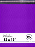 Purple Large Poly Bubble Mailers 12x15 inch | Self Seal Padded Envelopes Cushioned Bubble Mailer | Usable Size 12x15 | WaterProof | Lightweight mailing Shipping Bags | 100 Pack Bulk