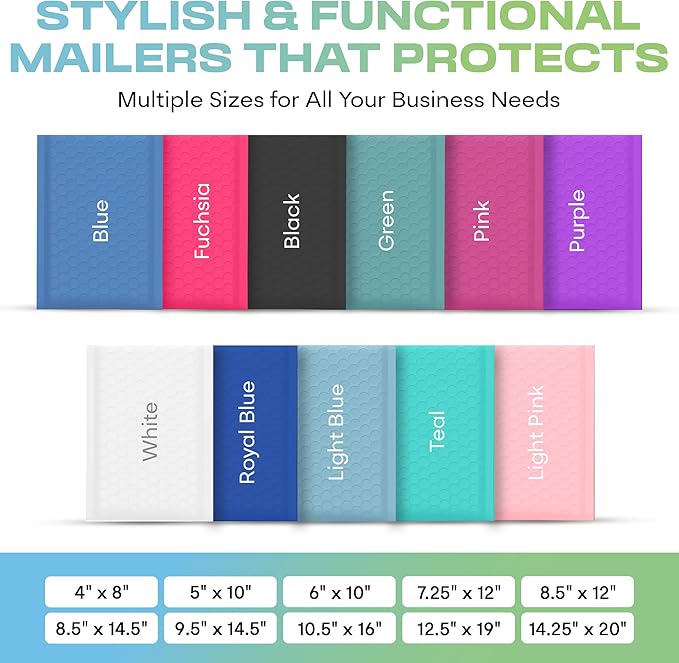 White 10.5x16 Inch Large Poly Bubble Mailers #5 | Padded Envelopes with Self Seal | Air Lined Cushioned Bubble Mailer | Usable Size 10.5x15 | 200 Pack Bulk | Lightweight shipping Bags