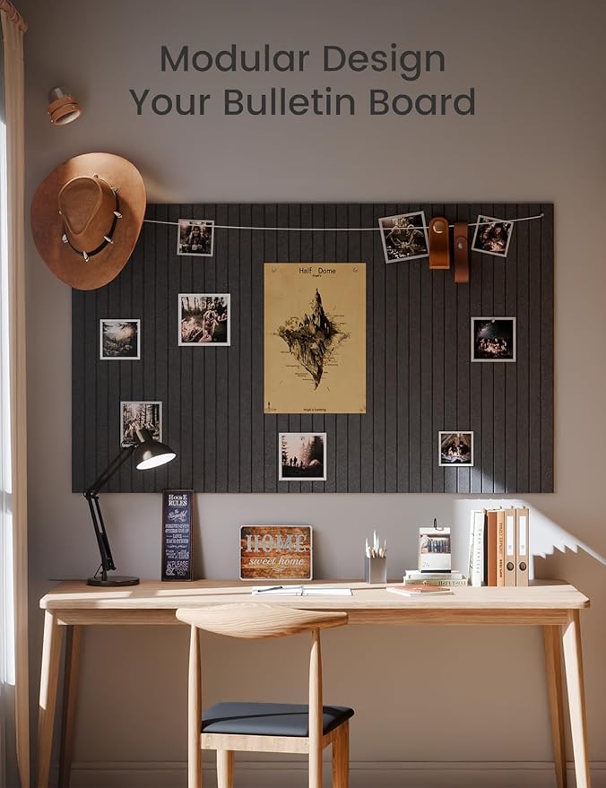 Large Felt Bulletin Board 48" x 36" Cork Board Alternative-12 Pack with 70 Safe Removable Adhesive Tabs, Cork Boards for Walls Cork Board for Home Office Classroom Pin Board (Charcoal Gray)