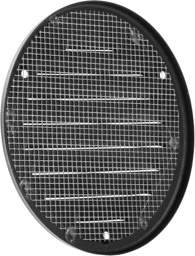 Vent Systems - 4 Inch (Inner) Pack of 5 Black Metal Round Soffit Air Vent Grille Cover, Register air Vent Deflector, Louver - Built-in Mesh - HVAC for Bathroom, Home Office, Kitchen 5 Inch (Outer)