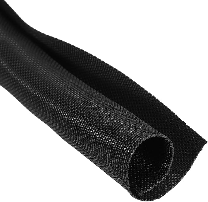 MECCANIXITY 4/5 Inch ID Split Loom Tubing 10ft Polyester Cord Protector Wire Cable Sleeve for USB Cable Power Cord, Black