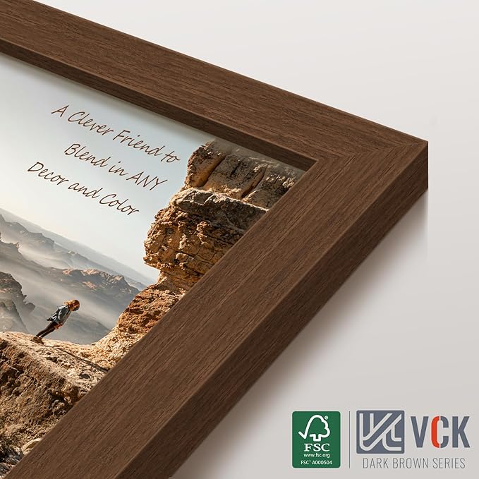 VCK 22x28 Picture Frame 5 Pack, Brown Wood Poster Frame with Exclusive Wood Grain, Wall Hanging