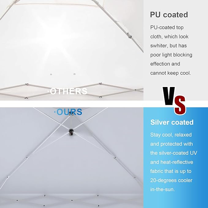 SANWAY 10x10 Pop up Canopy Tent, One-Button, Outdoor Instant Canopy Protable for Events, Camping, Parties, Vendor, Beach Tent - Beige