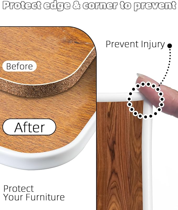 U-Shape White TPE Edge Banding 16.4Ft Self-Adhesive Flexible Edge Trim, Furniture Edge Protector & Countertop Molding (W:0.8'' H:0.2'')