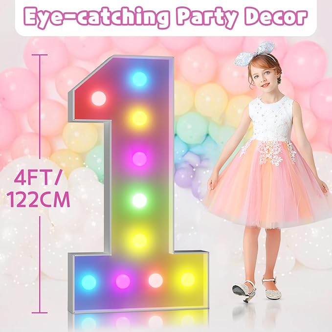 Marquee Numbers Colorful 20th Birthday Decoration: 4FT Large Light Up 20 Year Old Birthday Decorations Anniversary Backdrop Cardboard Sign 18 Colors Number 20 Mosaic Balloon Frame