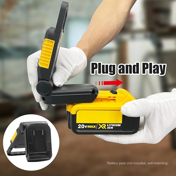 18V/20V Cordless Work Light, 25W Portable Flood Light Work for Dewalt 18V Battery, Super Bright COB LED Work Light with 3 Light Modes and Upgraded Low Voltage Protection(no Battery)