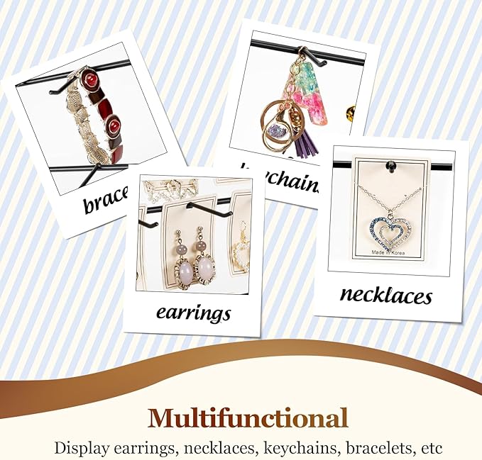 360 Rotating Earring Display Stands for Selling, 4 Tier Metal Earring Rack Holder Stand, Jewelry Display for Selling Earring Cards, Bracelets, Necklaces, KeyChains, Hair Accessories (48 Hooks)