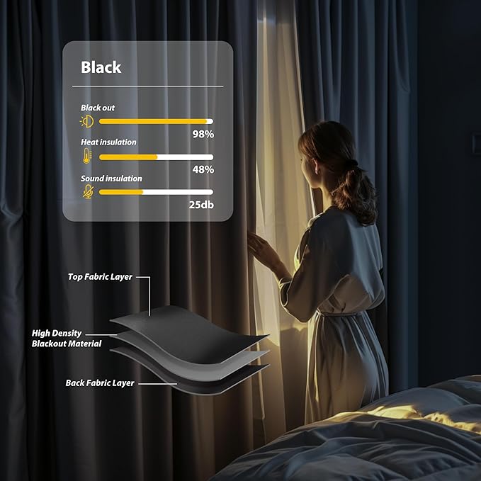 Room Divider Blackout Curtains Flexible Sliding Tracks Sets Ceiling Mounted Rod Window Curtain Privacy Separation for Bedroom Living Rooms,1 Panel Black Drape and Black Track Set-W216xH84 in