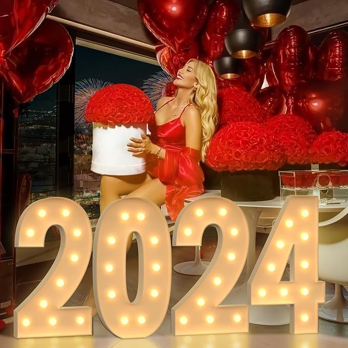 4FT Marquee Light Up Numbers, Large Marquee Numbers for 4th 14th 40th Birthday Decorations, Giant Light Up Numbers for Party Anniversary, Marquee Letters, Pre-Cut DIY Mosaic Numbers for Balloons 4