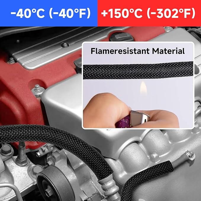 Wire Cord Protector Wire Loom Tubing, 10ft - 1/4 inch Cable Sleeve Split Sleeving for USB Cable，Computer Electrical Wire Power Cord Audio Video Cable Black