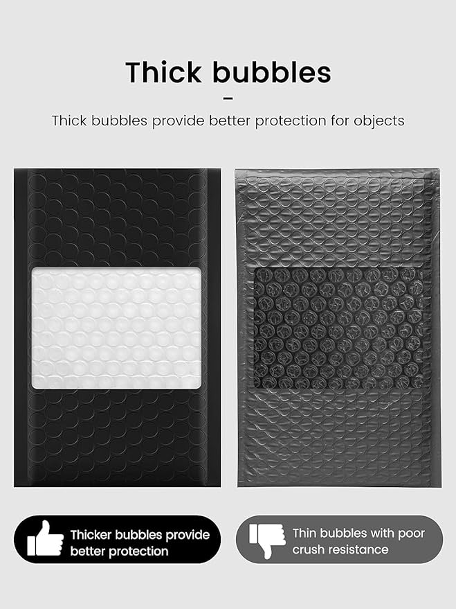 GSSUSA Black Bubble Mailers 4x8" Inches 1pallet 19200 Pack, Usable Size 4X7" Bubble Envelope for Small Business, Padded Envelope, Shipping Mailers, Packaging Bags, Mailing Envelopes, Shipping Supplies