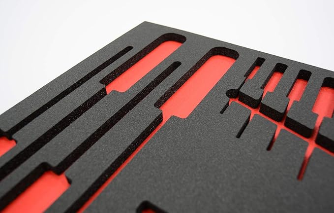 5S TOOL BOX SHADOW FOAM ORGANIZERS (2 COLOR) FITS CRAFTSMAN MODEL# 112225 BOTTOM BOX (12.75" x 22.125", Black Top/Red Bottom)