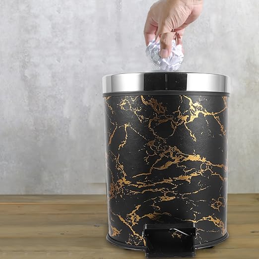 Unomor Pedal Trash Bin with Lid for Home Kitchen Bathroom Plastic Garbage Can for Waste Sorting Step Garbage Container for Office Living
