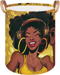 Women African Laundry Basket Foldable Laundry Baskets With Leather Handles for Bedroom Bathroom Toys Decorative Basket
