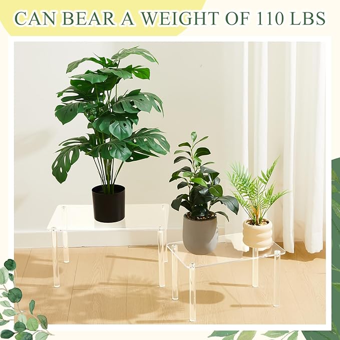 Extra Large 6mm Thick Acrylic Rectangular 4-leg Display Risers, Acrylic Stand, Clear Shelf Riser Display Stands for Decor Collectibles Figures(1 Pcs,13×8×7in)
