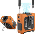 Portable Fan Wearable Personal Fan with 5 Speed Max 55 Working Hours Low Noise Portable Neck Fans Cooling Waist Fans for Camping Traveling LED Light Power Display 10000mAh Power Bank(Orange)