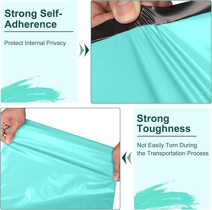 Poly Mailers 14.5x19, Large Shipping Bags 100 Pack, Poly Bags For Shipping with Self Seal Adhesive, Waterproof and Tear-Proof Mailing Envelopes for Small Business (Teal）
