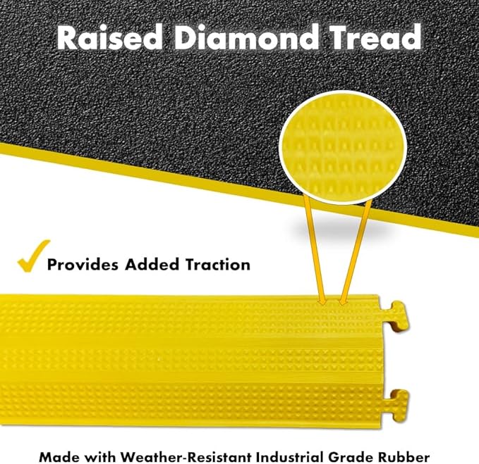Kable Kontrol Drop Over Floor Cord Cover – 60” Inch Long 1 Channel Cable or Wire Protector – 30 Pcs Bulk Pack - Rubber Ramp for Indoor and Outdoor Use – Black