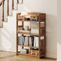 4 Tier Solid Wood Open Shelf Bookcase,Modern Wooden Display Bookshelf,Farmhouse Wide Bookshelves, Freestanding Storage Cabinet for Study Room Office Living Room sunroom