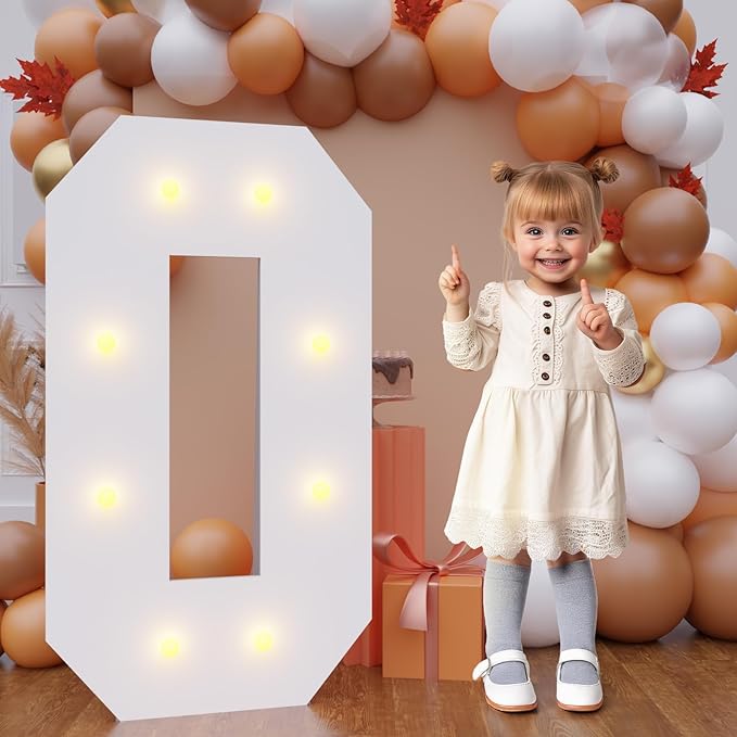 Bugame 3FT Marquee Numbers, Large Light Up Numbers for 30th 50th Birthday Decorations Warm Light for Anniversary Party Decor, Number 0