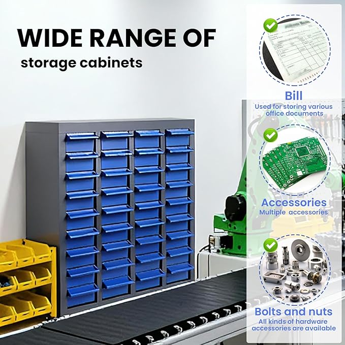 75-Drawer Parts Cabinet with Labels & Dividers, ABS Non-Slip Drawers & Steel Frame, Nut Bolt Screw Tool Organizer for Workshop, Garage, Craft, Toy & Accessory Storage