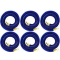 Woanger 6 Pack Velvet Stanchion Rope, 5 Feet Crowd Control Stanchion Ropes Safety Barrier with Gold Plated Hook for Carpet Events Movie Theaters Grand Openings Hotels Party(Blue)