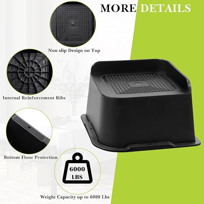 Bed Risers 2 inch, 3 inch, 4 inch, 6 inch, 8 inch Heavy Duty, Oversized Furniture Riser for Couch Sofa Table Chair Leg Frame Dorm, Support up to 6000 Lbs (Black 8 Pack, 3 inch)