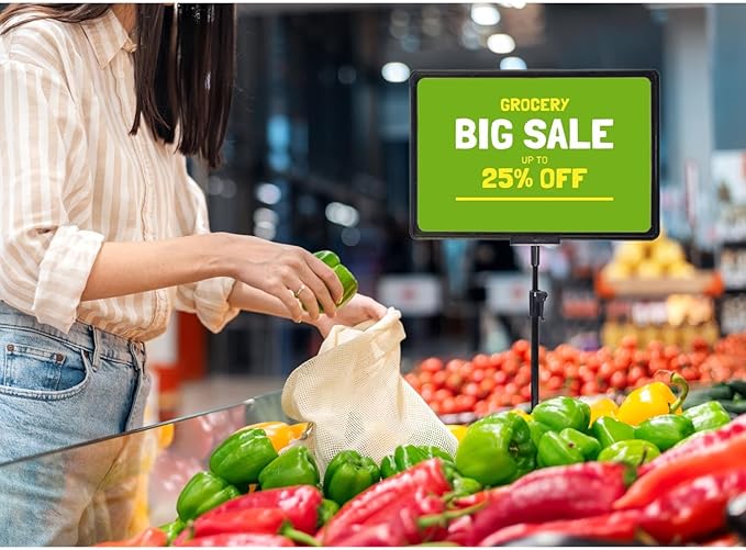 Retail Sign Holder for Display Indoor, Portable Signage Stand Double Sided Sale sign for Business Store Retail Market Vendor Advertising Trade Show Display (A4, 6Pack)