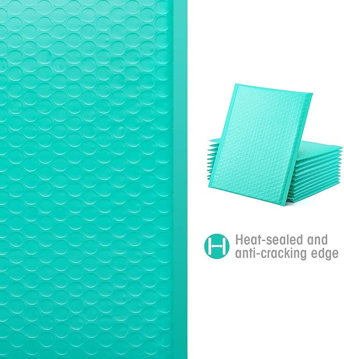 GSSUSA Teal Bubble Mailers 8.5X12 Inches 500 Pack, Padded Poly Bubble Mailer, Large padded Envelopes Strong Adhesion Bubble Envelopes,Self-Seal Mailing Envelopes for Small Business,Package Supplies
