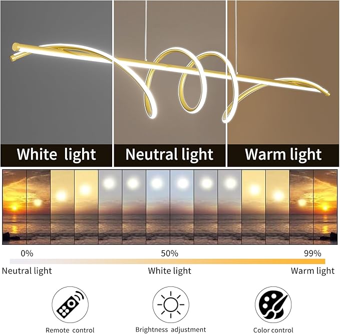 Modern Chandelier, Dimmable LED Pendant Light, Ring Chandelier for Living Room, Dining Room, Kitchen, Bedroom