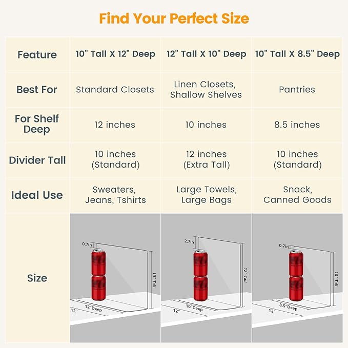 OKPOW Shelf Dividers for Closet Organizer: 12 Inch Tall Acrylic Clear Closets Organization Storage for Sweater Clothes Bag Purse Towel - 12 Pack Adjustable Plastic Vertical Separators for Wood Cabinet