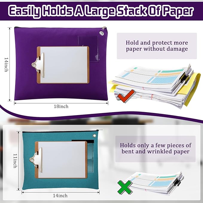 4 Pcs Interoffice Mailer Canvas Transit Sack Zipper Bag 18" x 14" Large Zipper Pouch with Grommet Interoffice Mail Bag (Purple)