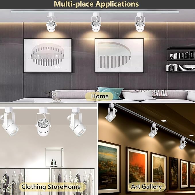 12PCS Dimmable LED White Track Lighting Heads (No Track Rails) with Dedicated Dimmer,Replaceable GU10 Bulbs,Switchable 3CCT Ceiling Spotlight Fixtures for Accent Lighting for Home,Store & Mobile Cart
