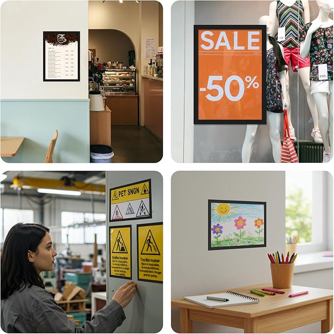 OWLKELA 6 Pack 8.5x11 Inch Magnetic Sign Holder‌, ‌Adhesive Frame‌ with Strong Magnet, ‌Magnetic ‌Document Sleeve‌ ‌for Office, School, Restaurant, Store
