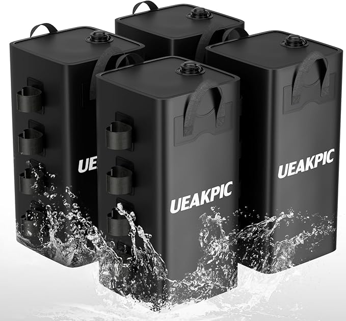 Canopy Weights, 220 LBS Heavy Duty Set of 4 Tent Water Leg Bags for Outdoor Gazebos, Umbrellas, Pergolas, Sunshades & Patio Furniture (Black 25L x 4)