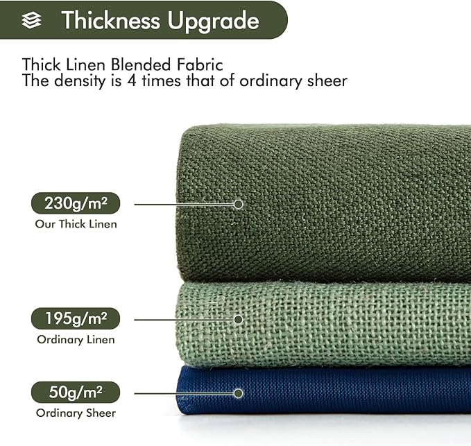 MIULEE Non-See-Through Privacy Linen Curtains 2 Panels, Olive Green Light Filtering Window Curtains Farmhouse Textured Back Tab Semi Sheer Drapes for Bedroom Living Room 72 Inches Long Dark Green