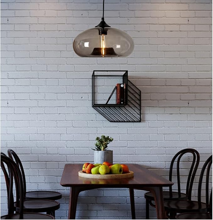 Industrial Pendant Light Shade of Onion Vintage Chandelier E26 Pendant Lighting for Kitchen Island Colorful Glass Cage (Grey)