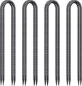 24 Inch Trampoline Stakes High Wind, 3/8 Inch Diameter Rebar Tent Anchors 8 Pack Heavy Duty U Stakes for Ground, Chain Link Fence, Swing Set, Soccer Goal (Black)