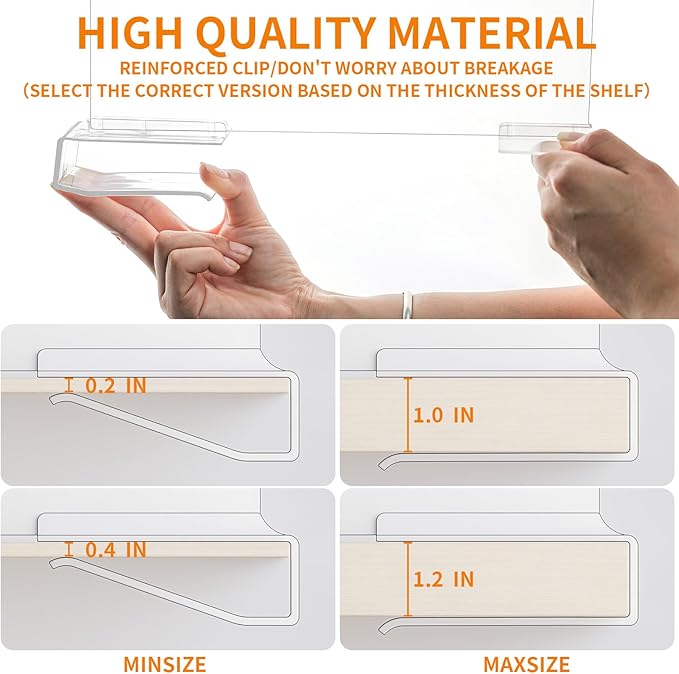 Yieach 6 Pack Acrylic Shelf Dividers for Closet Organization,Towel,Sweater,Purse Organizer - Adjustable Height - Vertical Shelf Separators for T Shirt,Clear Closet Shelf Divider for Wood Shelves