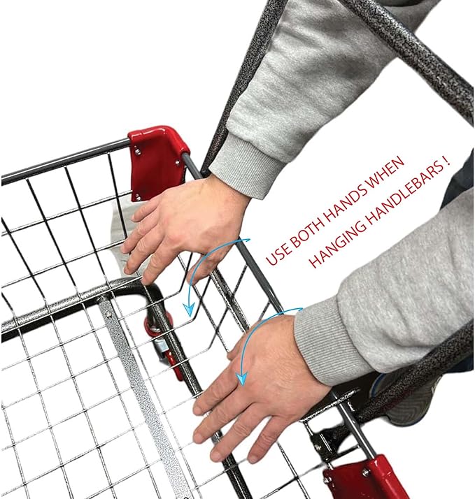 Heavy Duty Laundry and Grocery 1.8 Bushel Cart with U-Handle, 5" Wheel (Red)