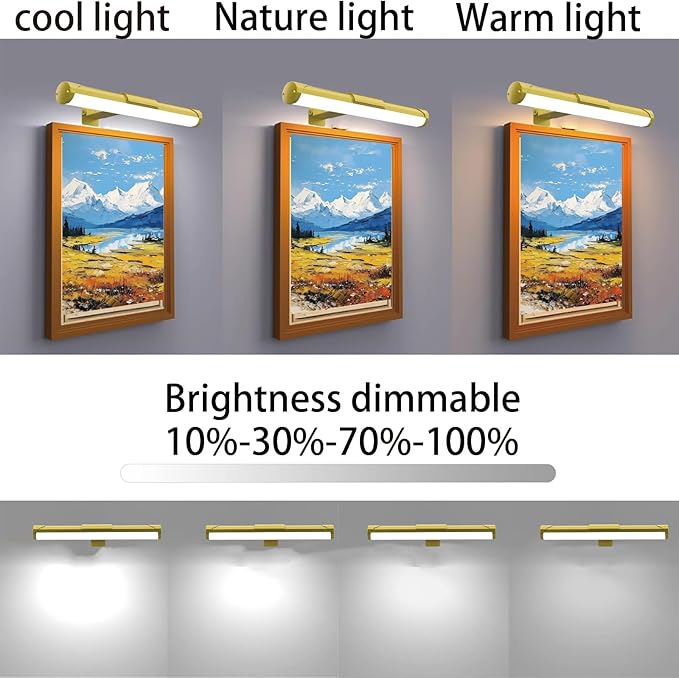 MIOBLUE Picture Light with Remote and Timer, 13.8in Rechargeable Picture Light with 3 Color Modes, Dimmable Cordless Painting Light for Wall Display, Gallery Artwork, Portraits, Dartboards