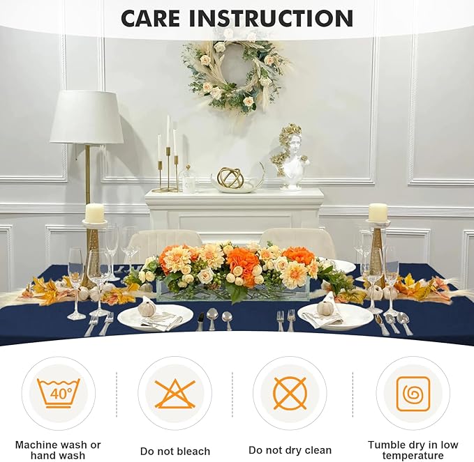 SEPARO 1 Pack 4 Ft Navy Blue Table Cover Fitted Rectangular Tablecloth Stretchable Fabric Table Cloth 4 ft Wrinkle-Free for Party Tradeshows Banquet Weddings Cocktail