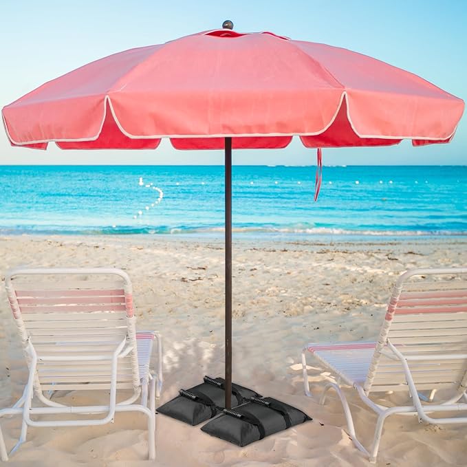 Esmorah Umbrella Base Weights Sand Bags, 2 Pack 45lbs Fillable Weight Bags to Hold Things Down, Black Weighted Base Sandbags for Outdoor Furniture Patio Cantilever Umbrellas Stand (Without Sand)