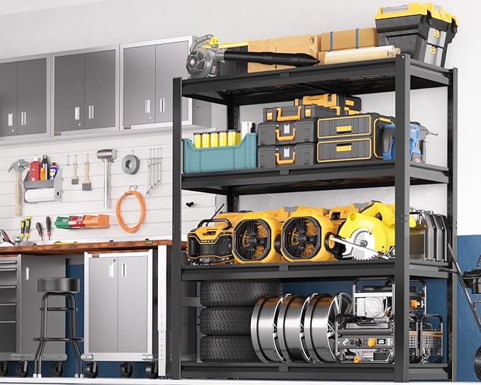 PrimeZone Heavy Duty Garage Shelving 2200 LBS 4 Tier Heavy Duty Storage Shelves Adjustable Industrial Metal Wire Shelf Unit for Garage,Basement,Pantry,Warehouse,Commercial,40" W X 20" D X 60" H 4Pack
