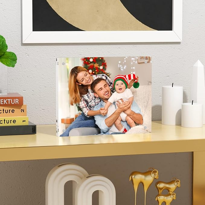 NIUBEE 8.5x11 Picture Frame, Clear Certificate Document Magnetic Photo Frame for Tabletop Display